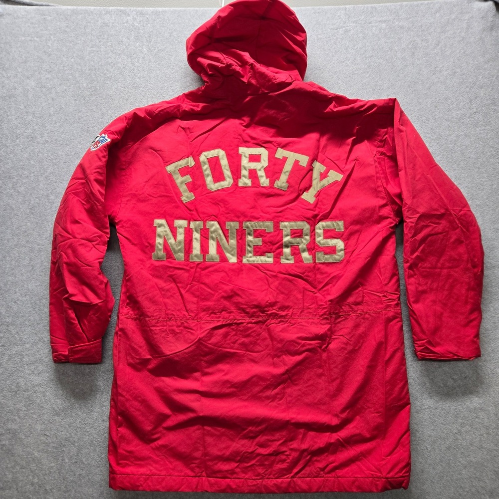 Vintage Chalk Line San Francisco 49ers Hooded Parka Jacket Red Gold Men Large